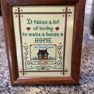 Embroidered 'Home' Welcome Framed Cross Stitch